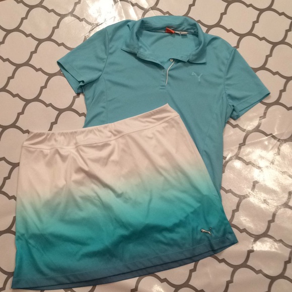 Puma Tops - $11 Puma teal ombré tennis polo & skirt like new